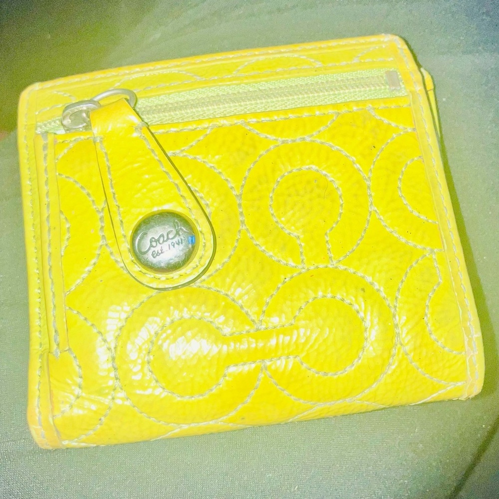 Coach Bright green Leather Wallet